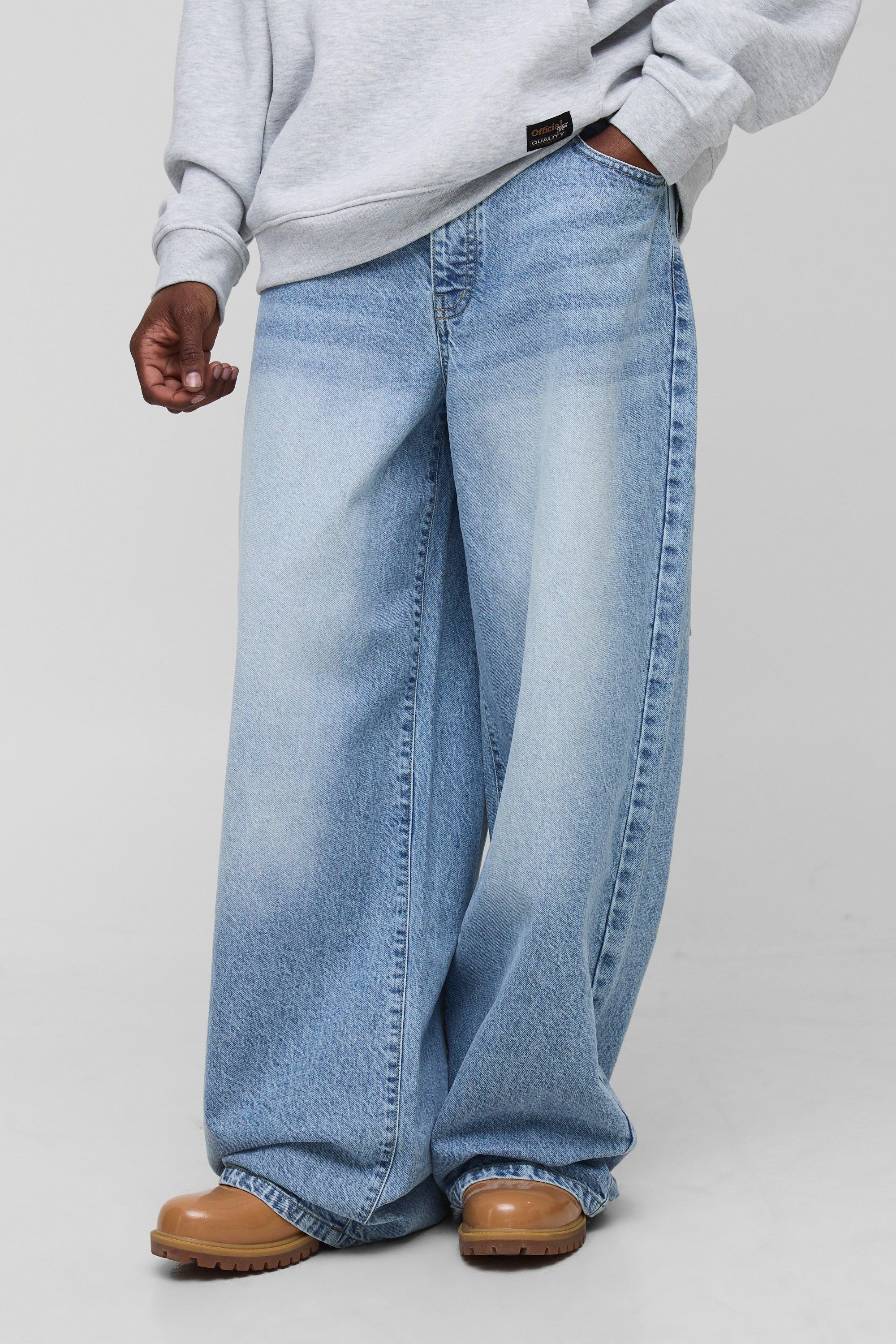 Tall Parachute Extreme Washed Woven Tab Jeans | boohooMAN USA